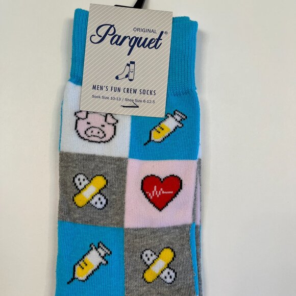 Men's Crew Socks -Health Worker Series- Nurse Piggy- Hero- NWT - Picture 8 of 10